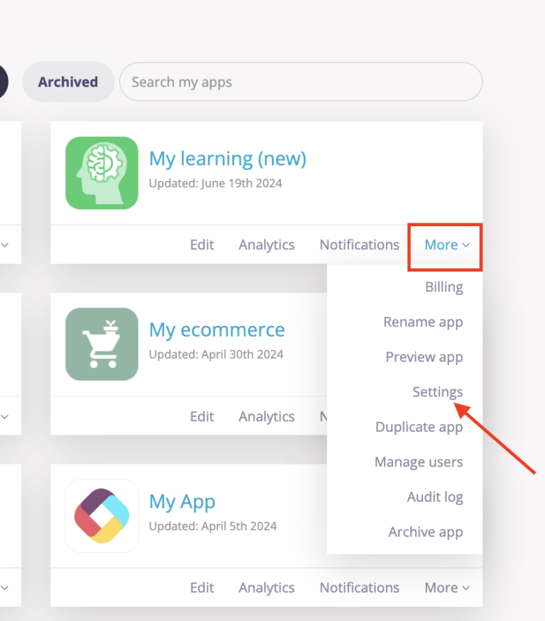 App settings - Fliplet Knowledge Center