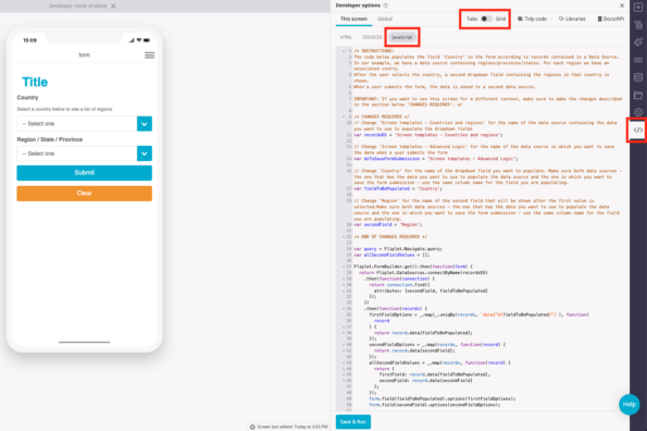 Form with drop-down from data source screen template - Fliplet ...