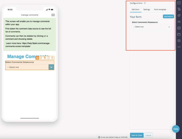 Manage comments screen template - Fliplet Knowledge Center