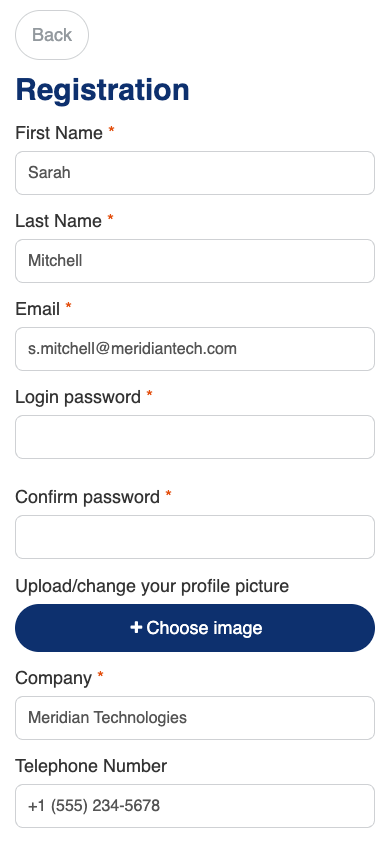 Registration form