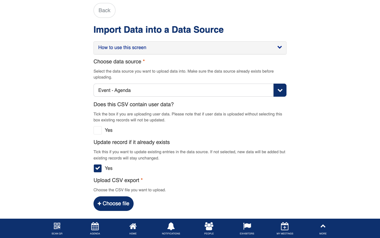 Bulk upload data form