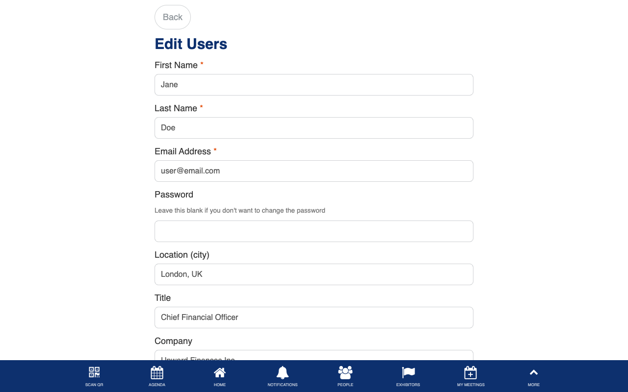 Manage users form