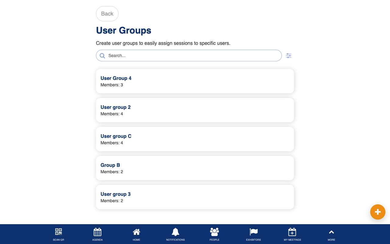 User groups list