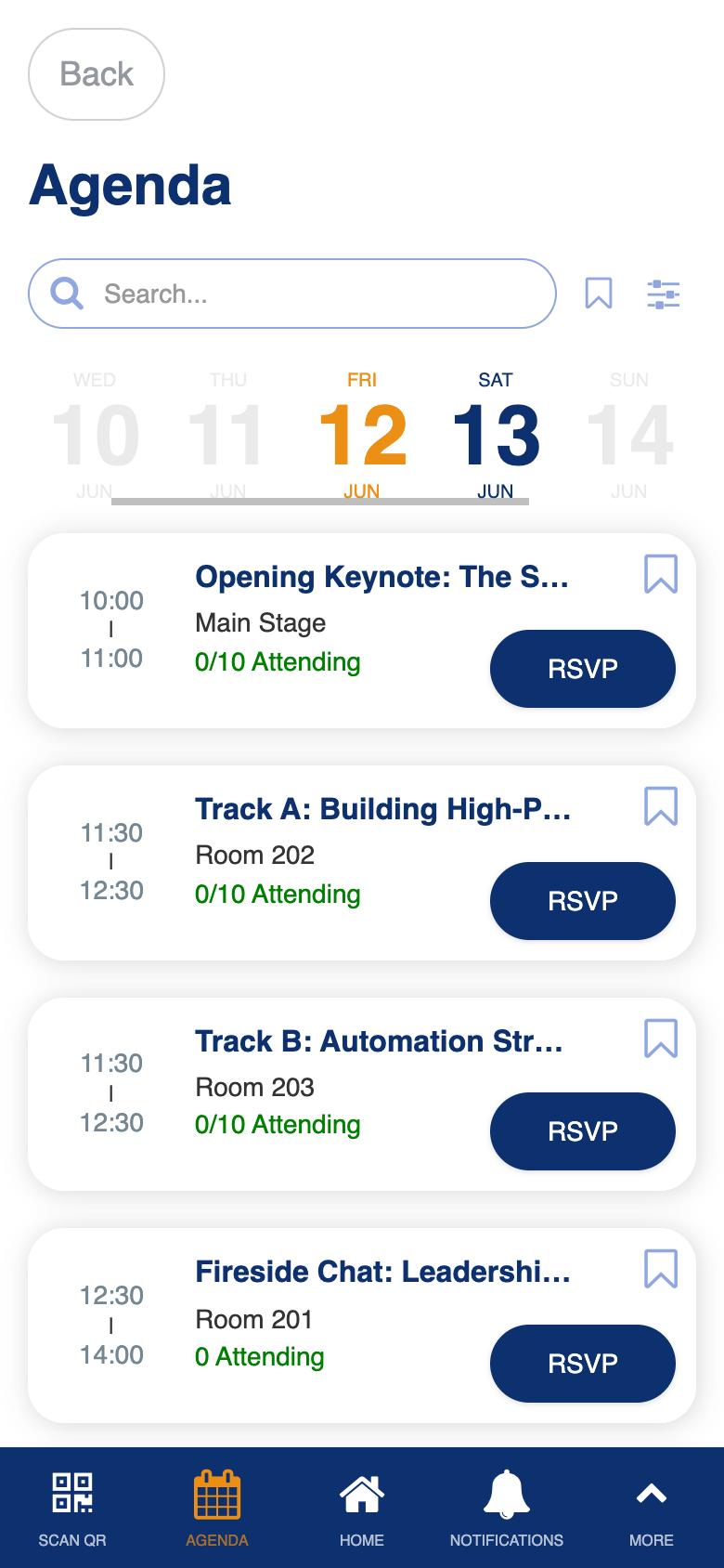 Agenda screen