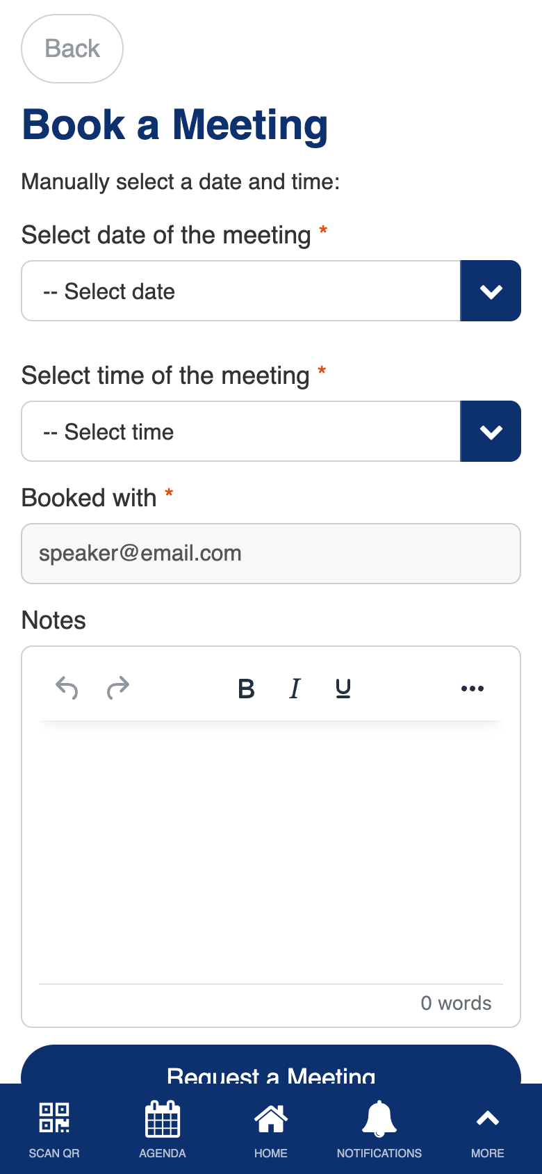 Book a meeting form