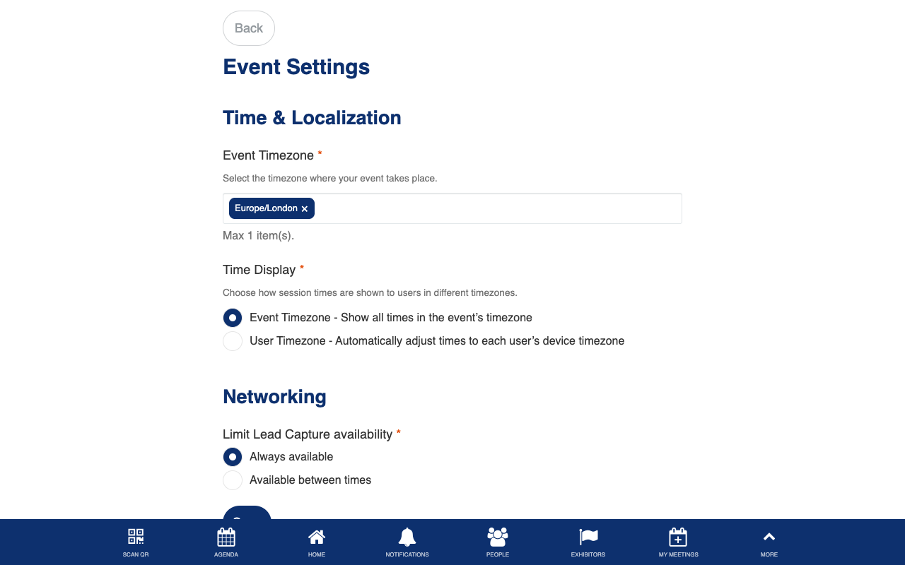 Agenda settings form