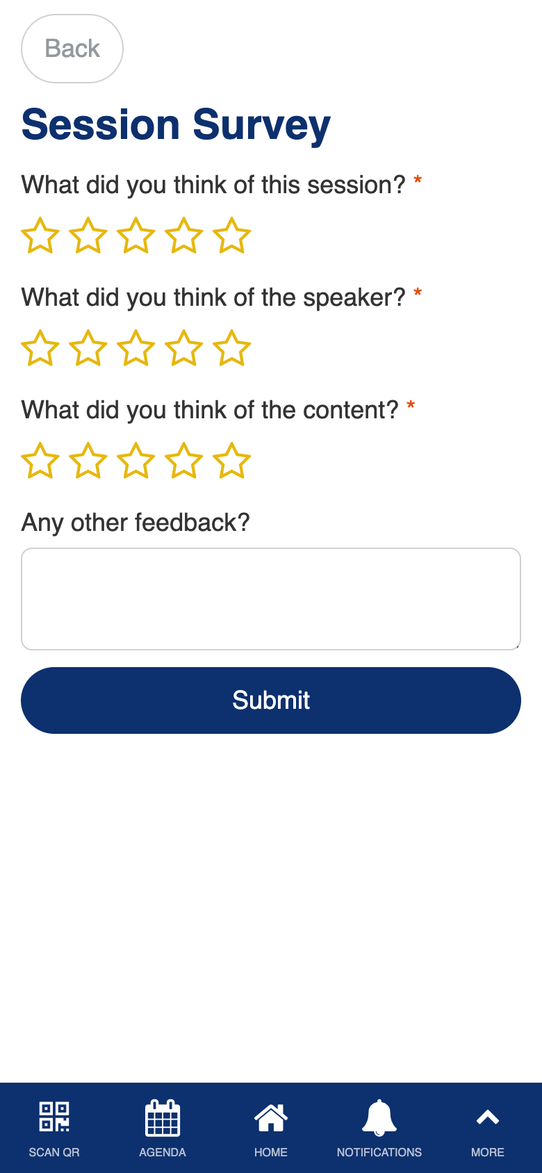 Session survey form