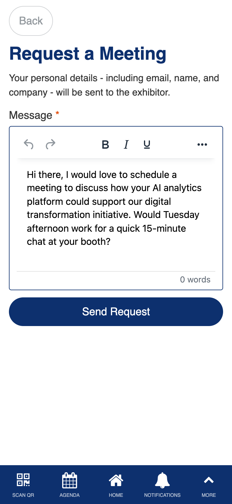 Request a meeting form