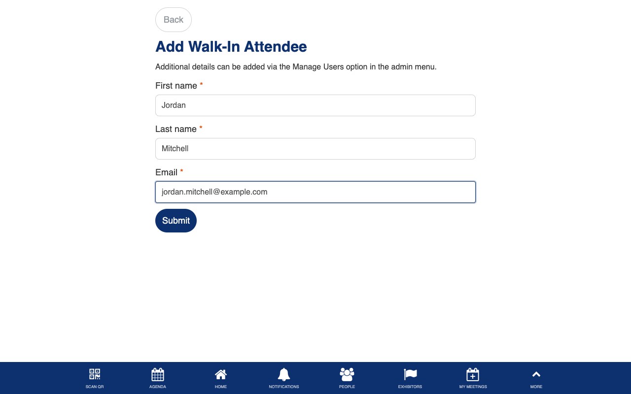 Add walk-in form