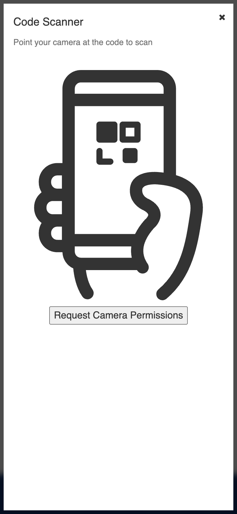 QR scanner screen