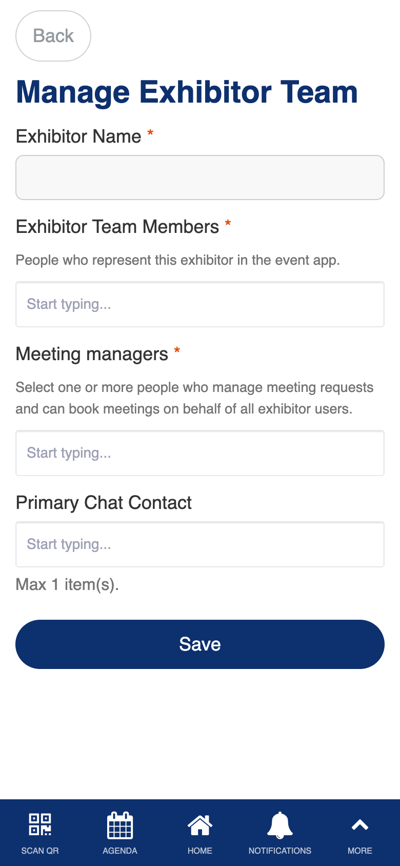 Manage team form