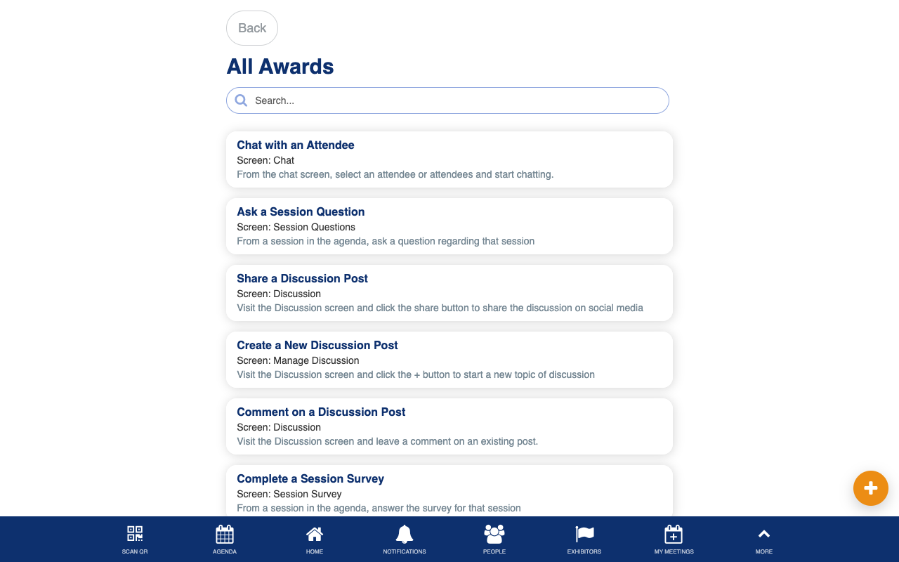 Admin awards list