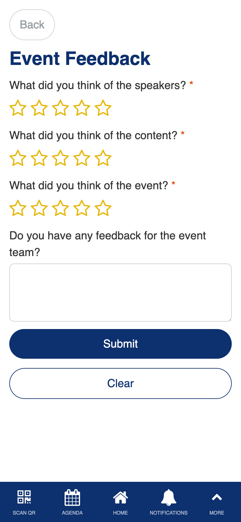 Event feedback form