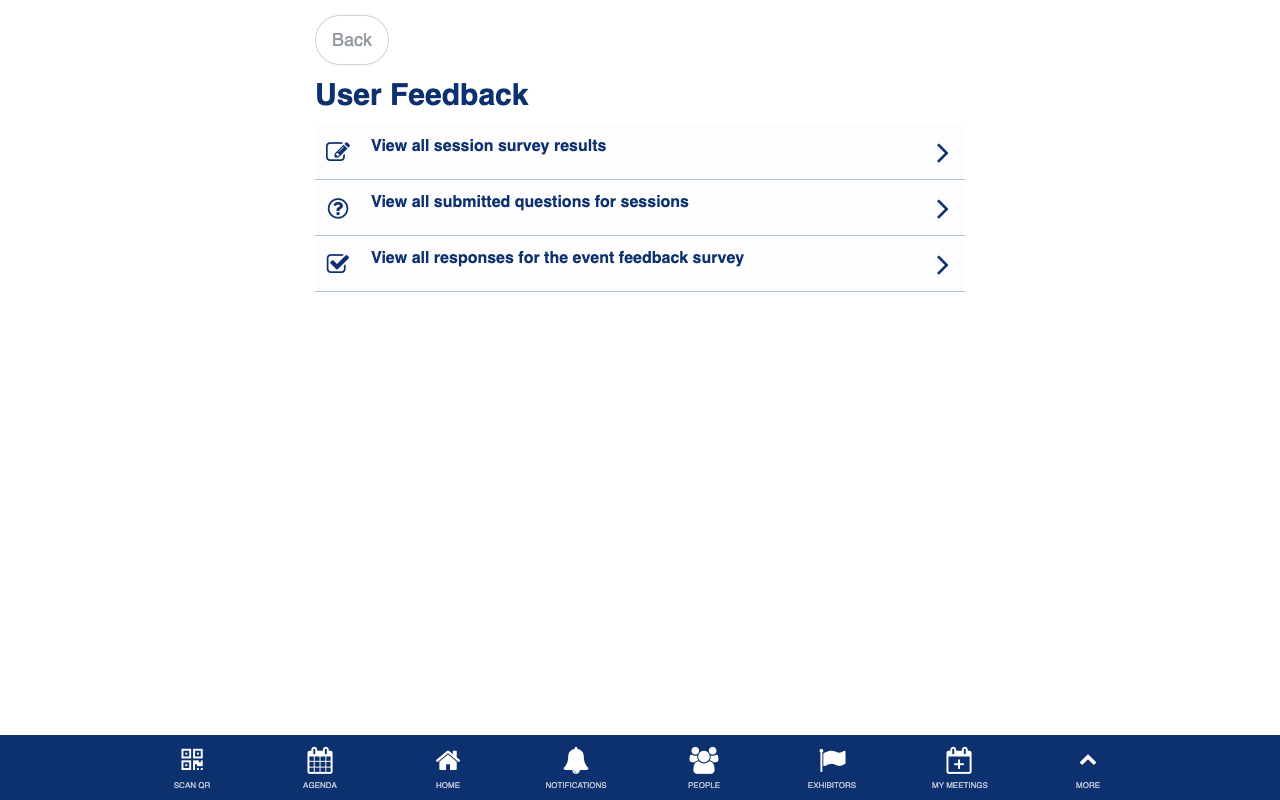 User feedback list