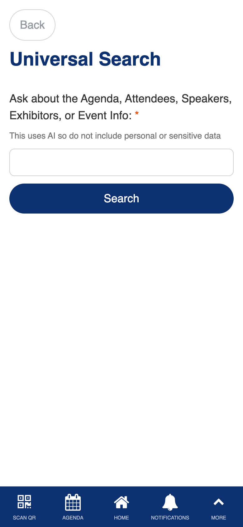 Universal search with results