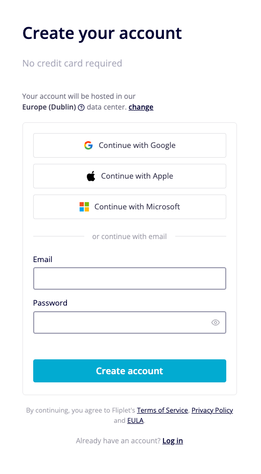 Fliplet Studio Sign Up Form