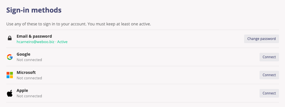 Linking sign-in methods to your account